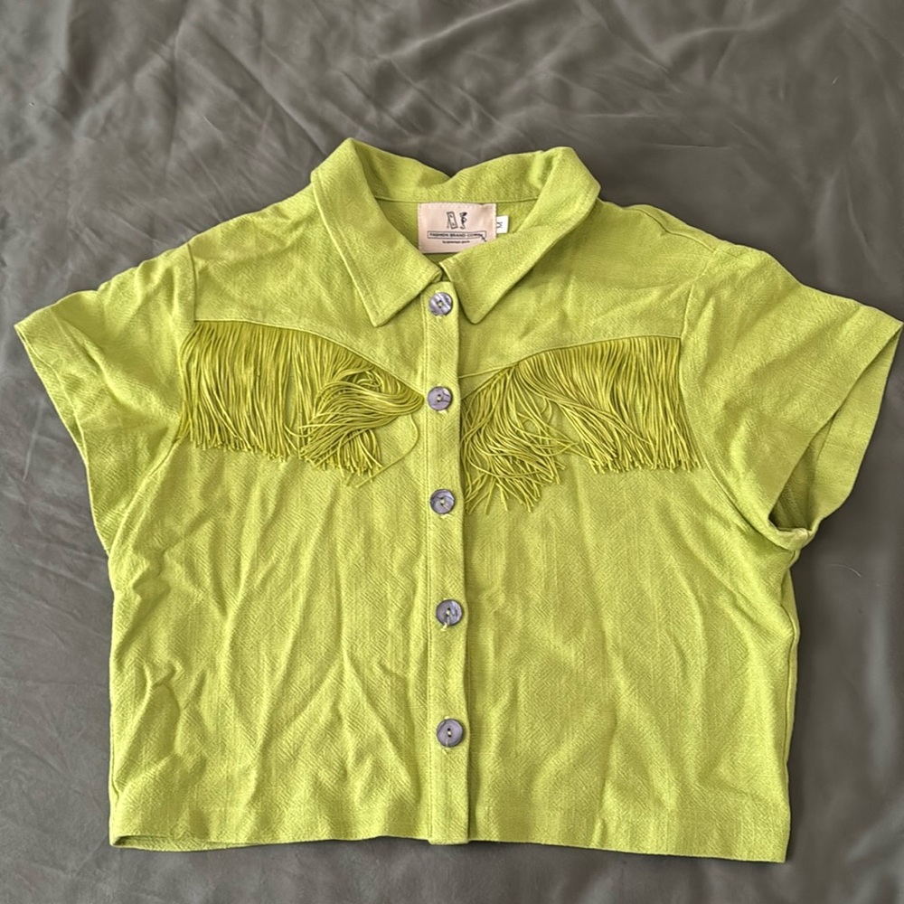 Fashion Brand Company lime green fringe top